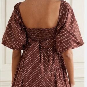 NWOT Faithful the brand cinnamon polka dot mini tie cutout dress